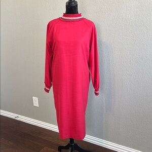 Stunning embroidery detail Korean Red Women's Dress